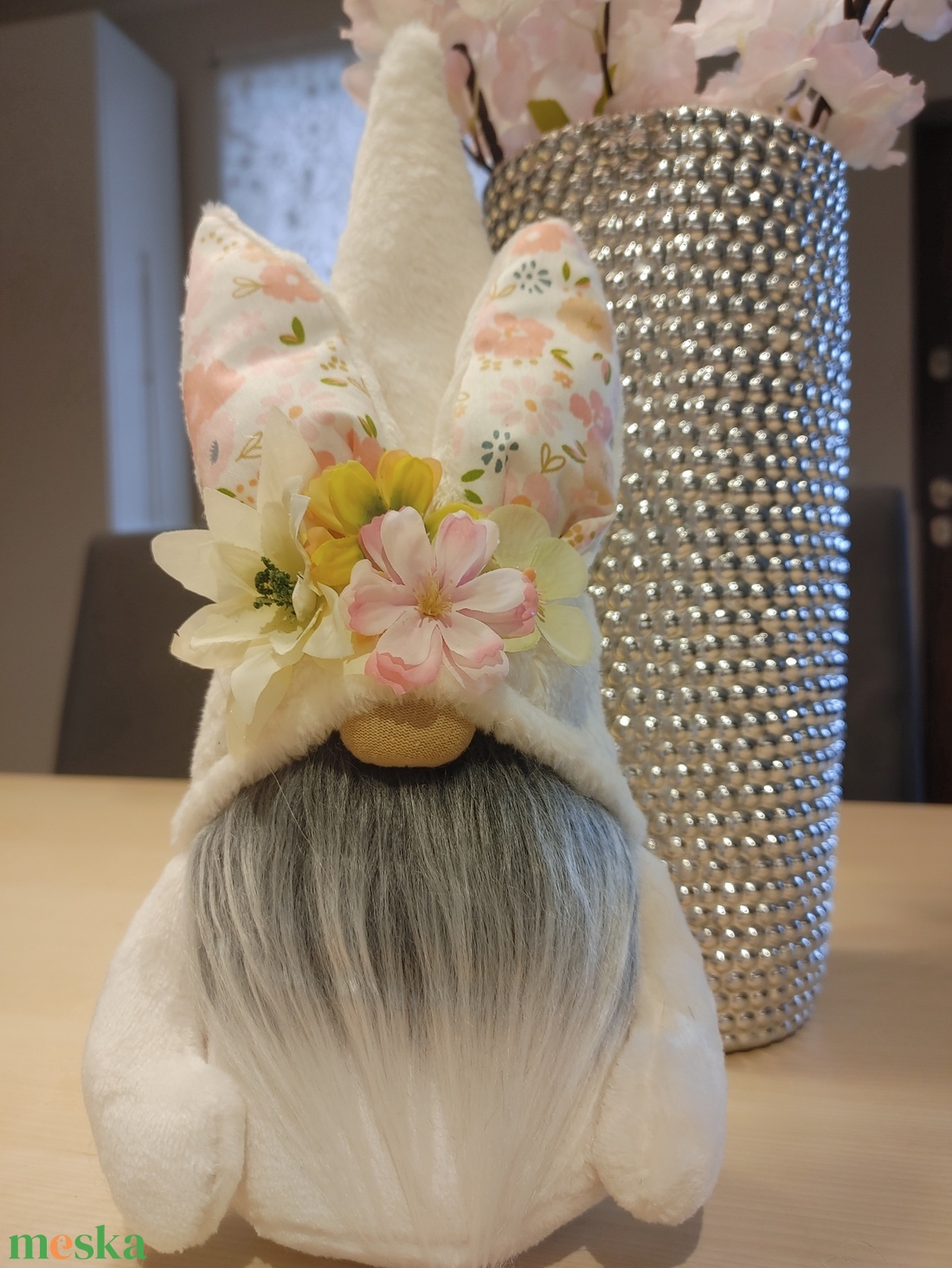 Fehér plüss húsvéti nyúl manó - otthon & életmód - dekoráció - manók - Meska.hu