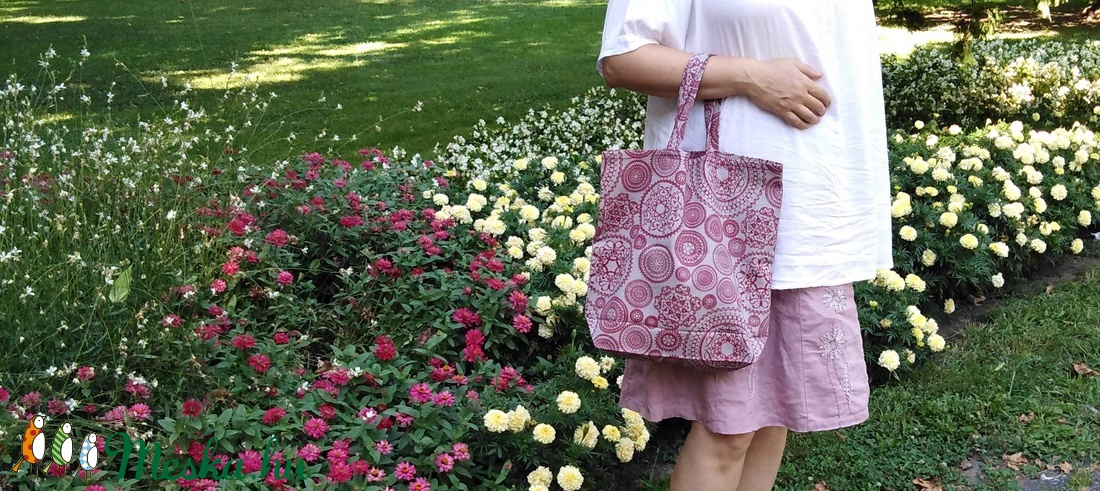 Erős textilszatyor - drapp, bordó - táska & tok - bevásárlás & shopper táska - shopper, textiltáska, szatyor - Meska.hu