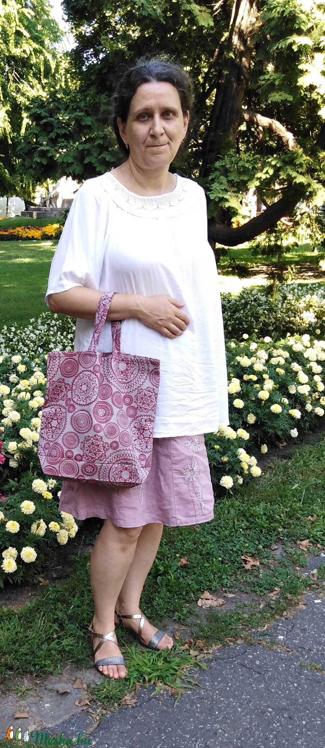 Erős textilszatyor - drapp, bordó - táska & tok - bevásárlás & shopper táska - shopper, textiltáska, szatyor - Meska.hu