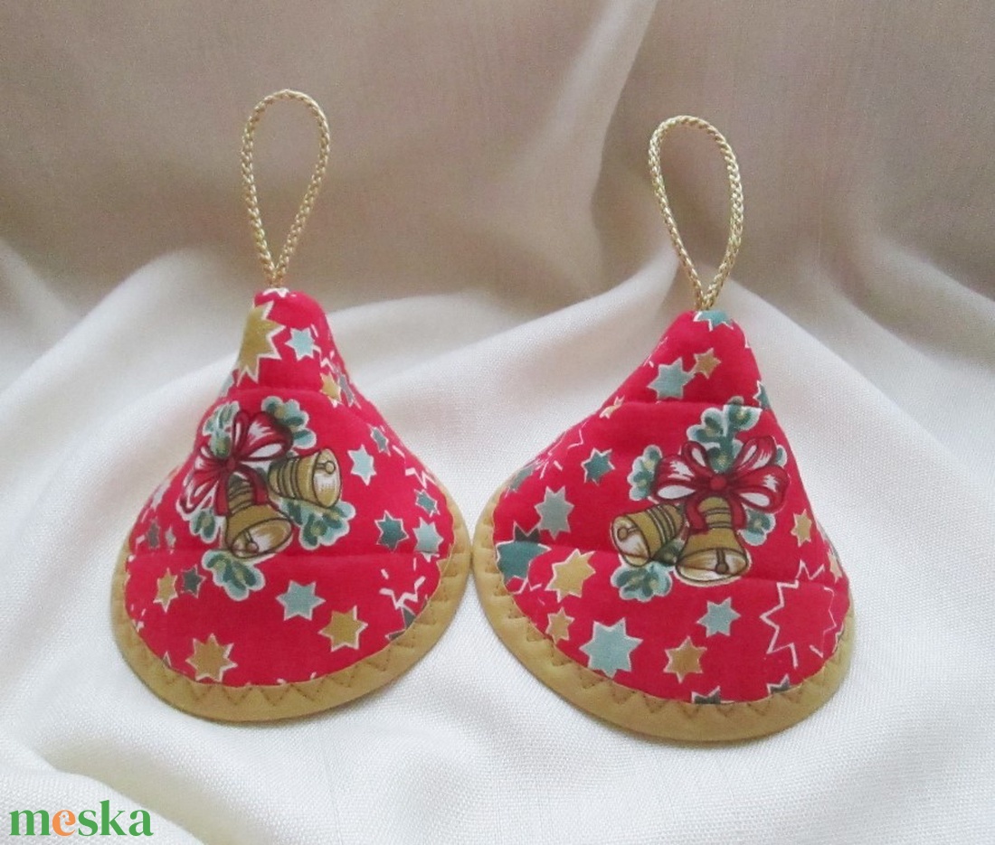 Edényfogó, fedőfogó, fülfogó -  karácsonyi mintás, aranysárga színű szegéllyel (2 db) - karácsony - karácsonyi sütés-főzés - Meska.hu