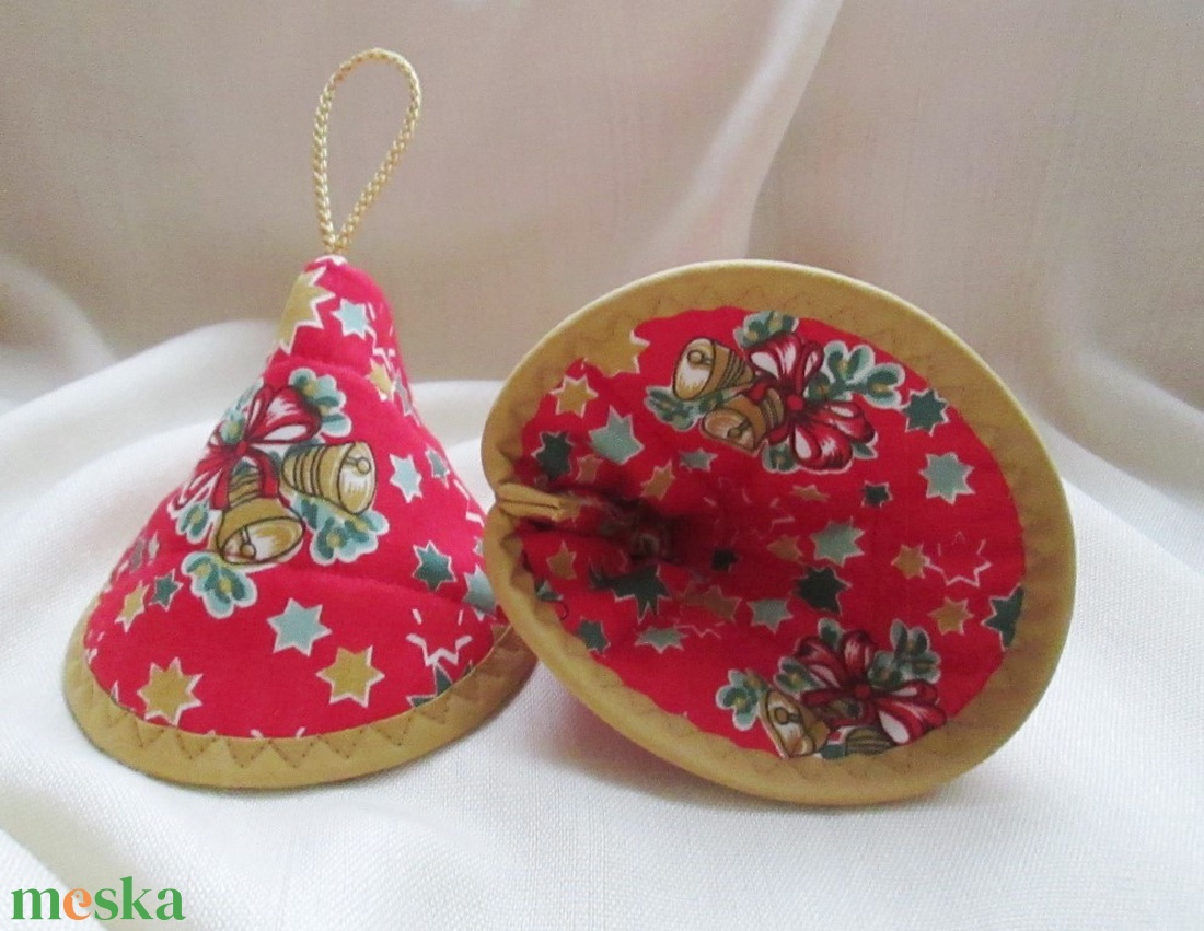 Edényfogó, fedőfogó, fülfogó -  karácsonyi mintás, aranysárga színű szegéllyel (2 db) - karácsony - karácsonyi sütés-főzés - Meska.hu