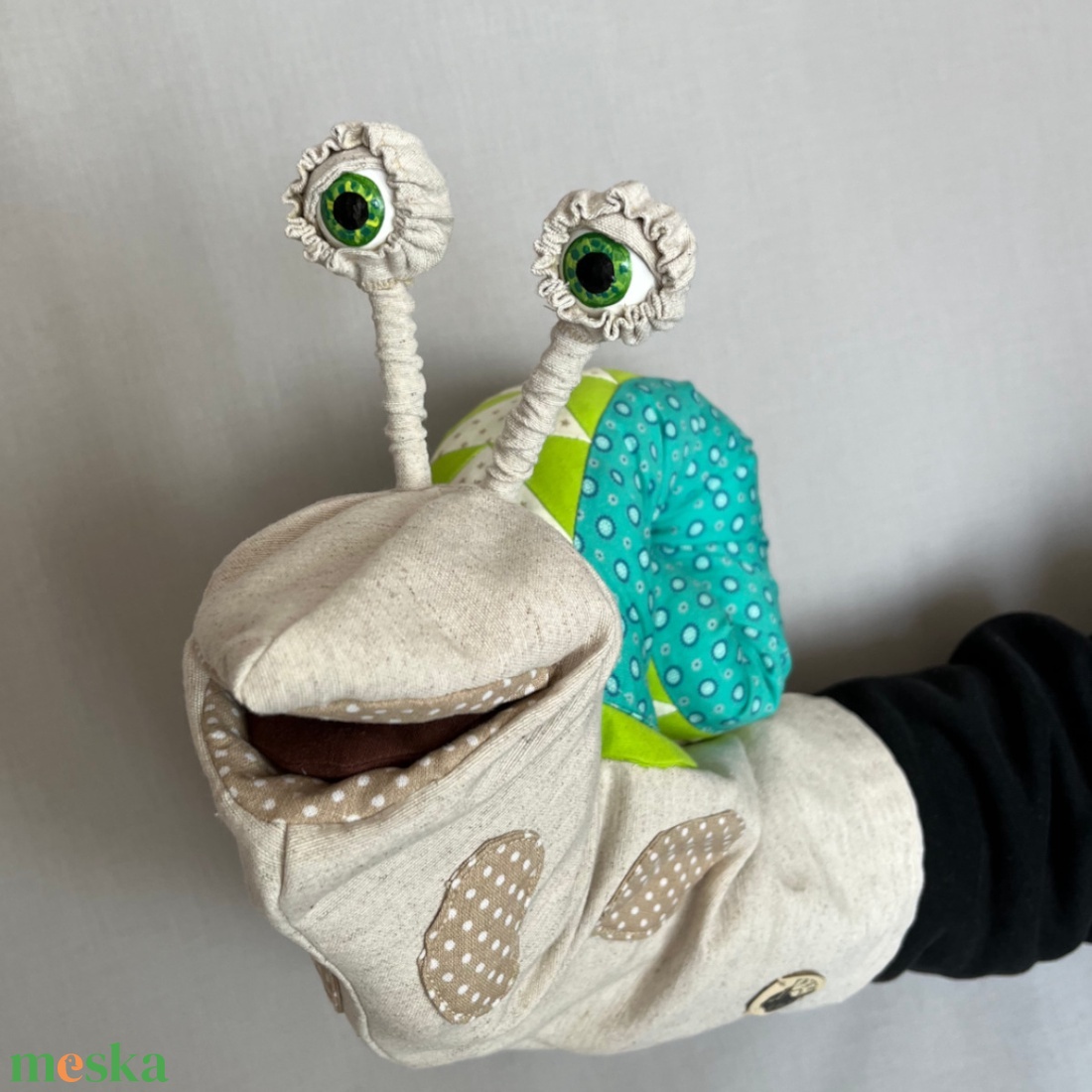 Csodacsiga báb - Türkiz - zöld - játék & sport - bábok - kesztyűbáb - Meska.hu