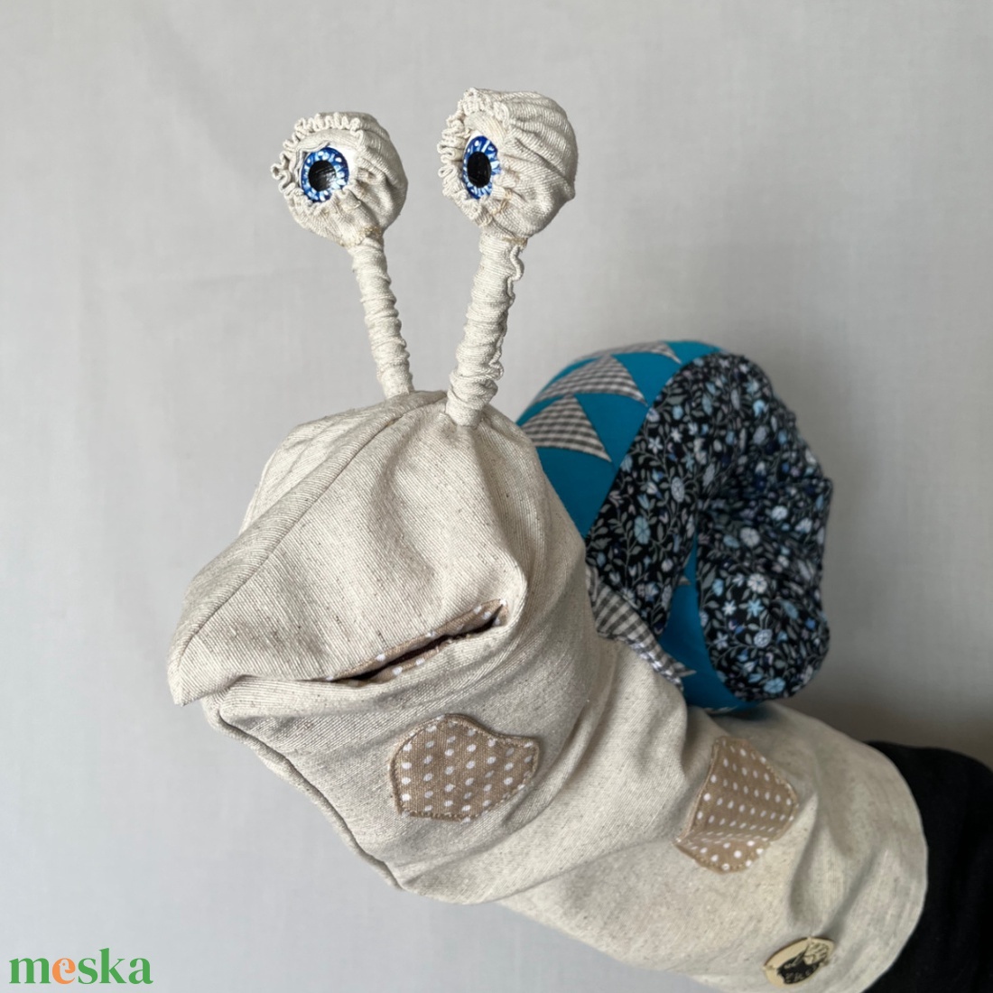 Csodacsiga báb - Kék - virágos - játék & sport - bábok - kesztyűbáb - Meska.hu