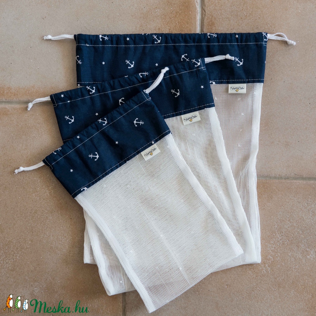 Textil zacskó csomag - S,M,L - Kék horgonyos - - Meska.hu Textil zacskó csomag - S,M,L - Kék horgonyos - - Meska.hu
