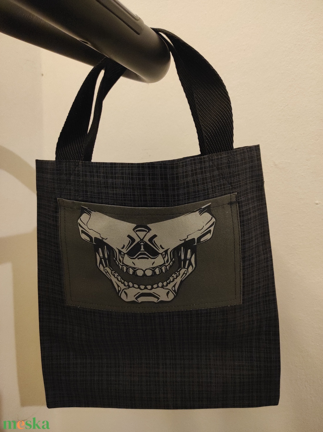 Halloween vászonszatyor/ candy bag: fekete-szürke kockás Star Wars koponyás - otthon & életmód - dekoráció - halloween - halloweeni jelmez és kiegészítők - Meska.hu