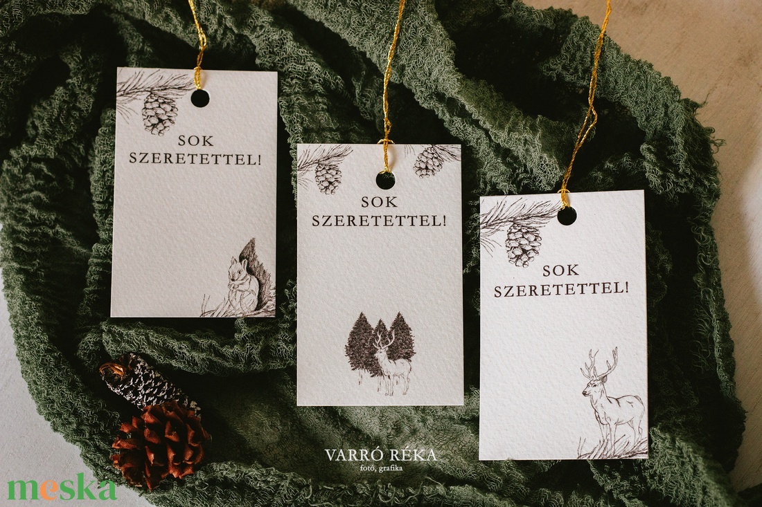 Rajzolt ajándékkísérő kártyacsomag - karácsony - karácsonyi ajándékozás - karácsonyi képeslap, üdvözlőlap, ajándékkísérő - Meska.hu