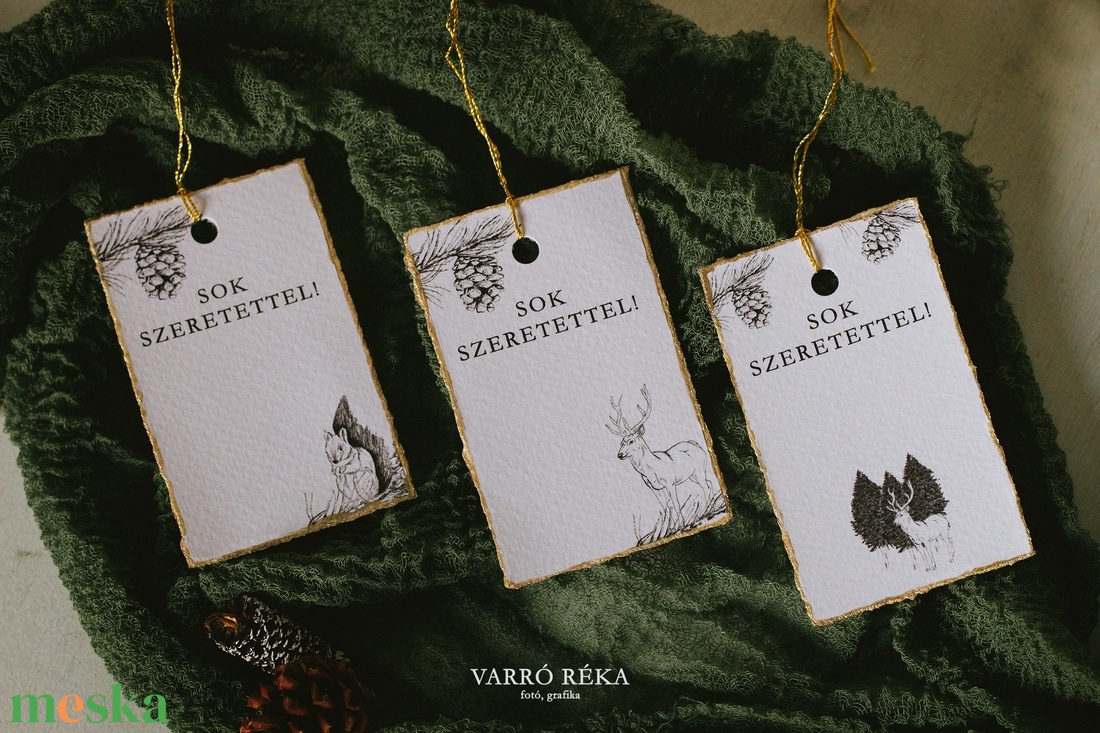 Rajzolt ajándékkísérő kártyacsomag - karácsony - karácsonyi ajándékozás - karácsonyi képeslap, üdvözlőlap, ajándékkísérő - Meska.hu