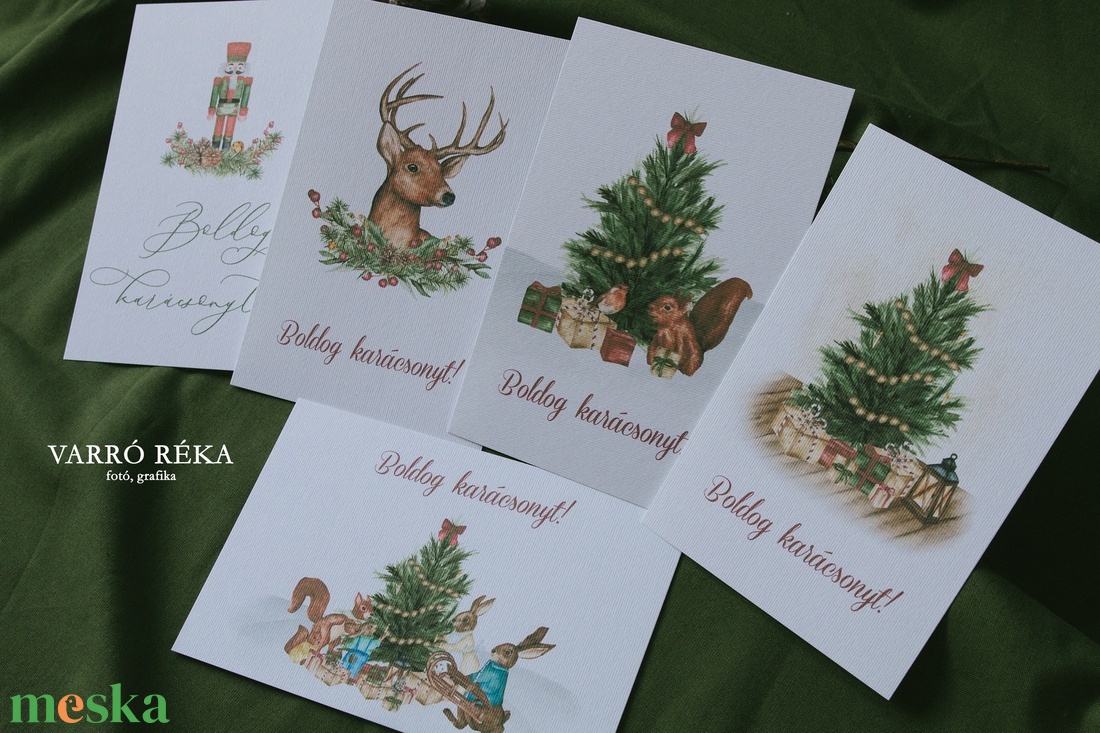 Festett erdei állatos karácsonyi képeslap - karácsony - karácsonyi ajándékozás - karácsonyi képeslap, üdvözlőlap, ajándékkísérő - Meska.hu
