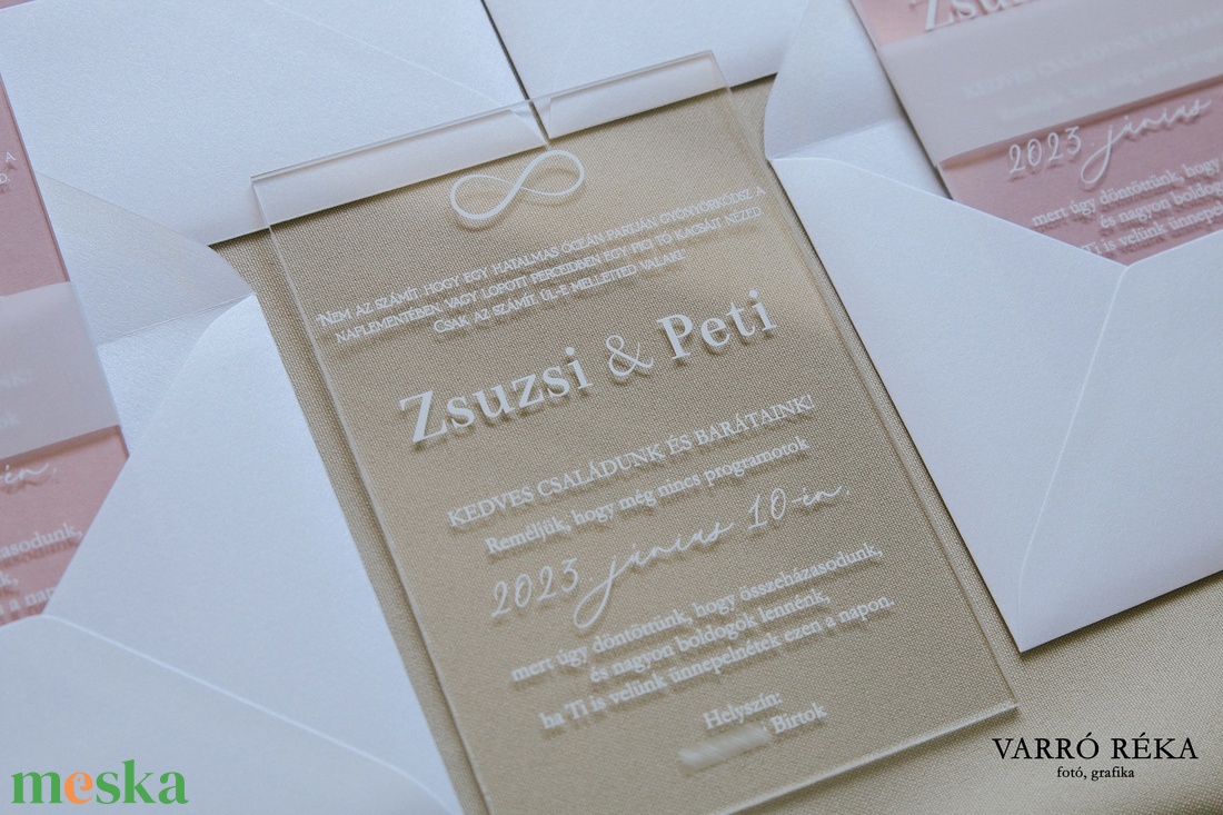 Plexi esküvői meghívó borítékkal, információs papírral, akril meghívó - esküvő - meghívó & kártya - meghívó - Meska.hu