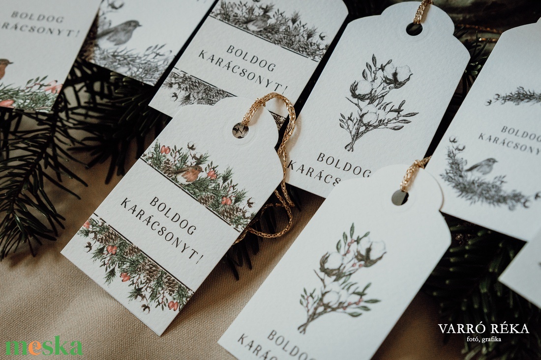 4 db-os madaras ajándékkísérő kártya - karácsony - karácsonyi ajándékozás - karácsonyi képeslap, üdvözlőlap, ajándékkísérő - Meska.hu