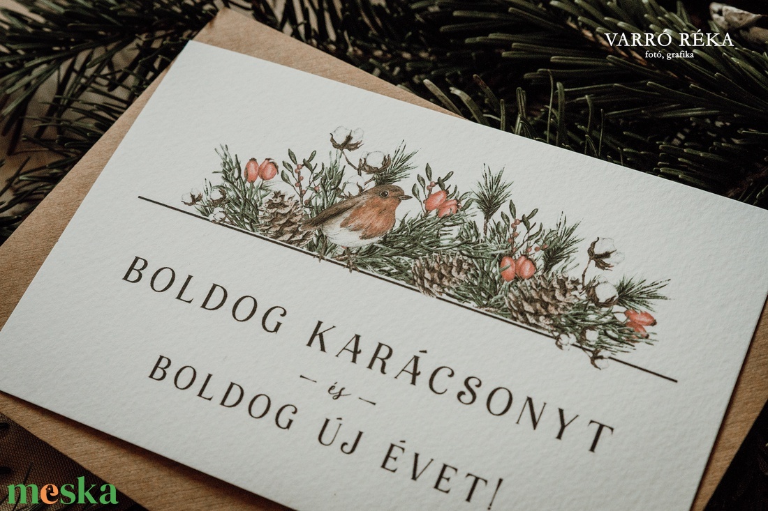 Madaras karácsonyi képeslap - színes mintával - karácsony - karácsonyi ajándékozás - karácsonyi képeslap, üdvözlőlap, ajándékkísérő - Meska.hu