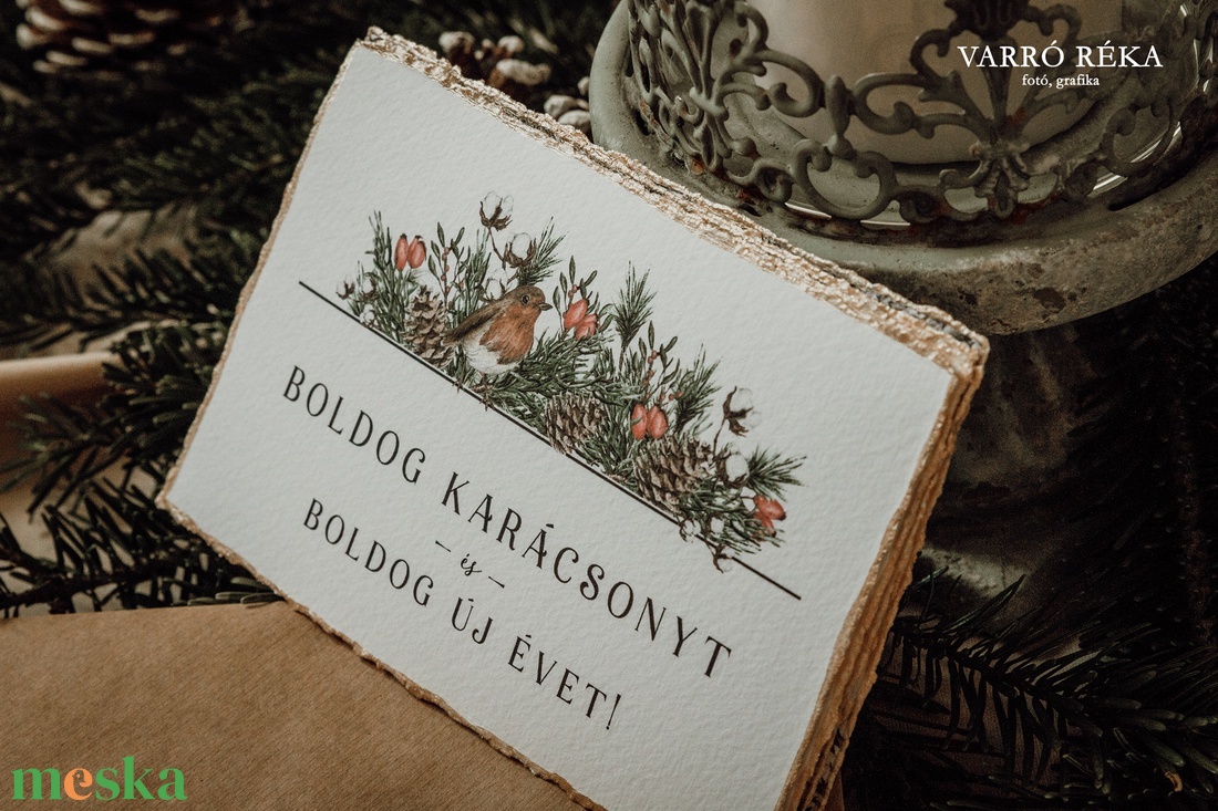 Madaras karácsonyi képeslap - színes mintával - karácsony - karácsonyi ajándékozás - karácsonyi képeslap, üdvözlőlap, ajándékkísérő - Meska.hu