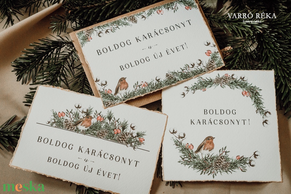 Madaras karácsonyi képeslap - színes mintával - karácsony - karácsonyi ajándékozás - karácsonyi képeslap, üdvözlőlap, ajándékkísérő - Meska.hu