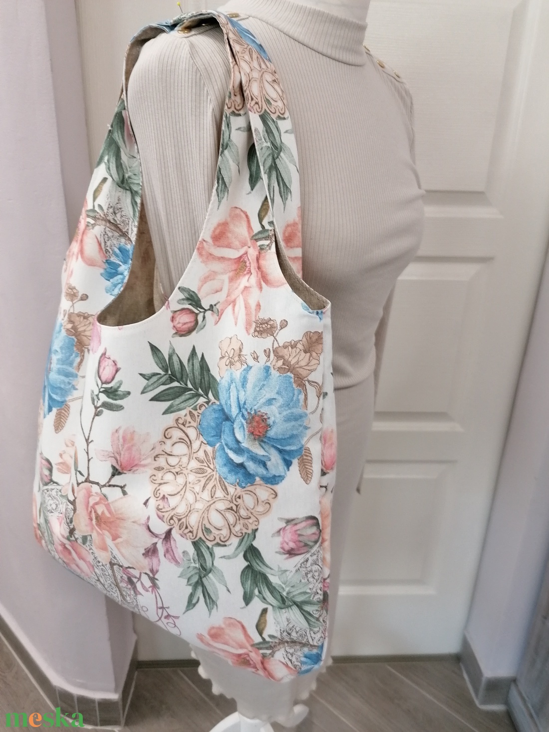 Virágmintás válltáska szett 2 - táska & tok - bevásárlás & shopper táska - shopper, textiltáska, szatyor - Meska.hu