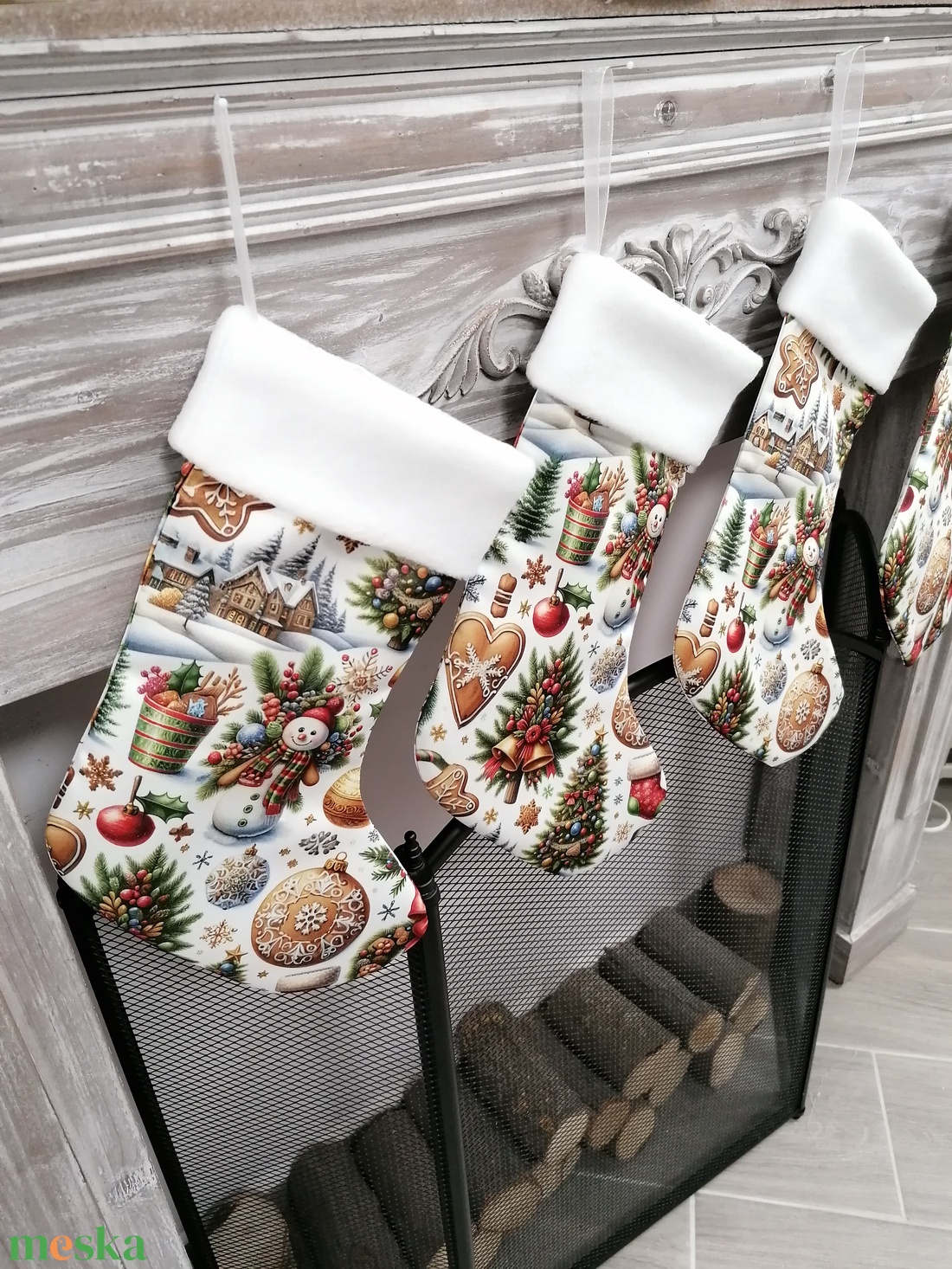 Karácsonyi,mikulás csizma - karácsony - karácsonyi lakásdekoráció - karácsonyi lakásdíszek - Meska.hu