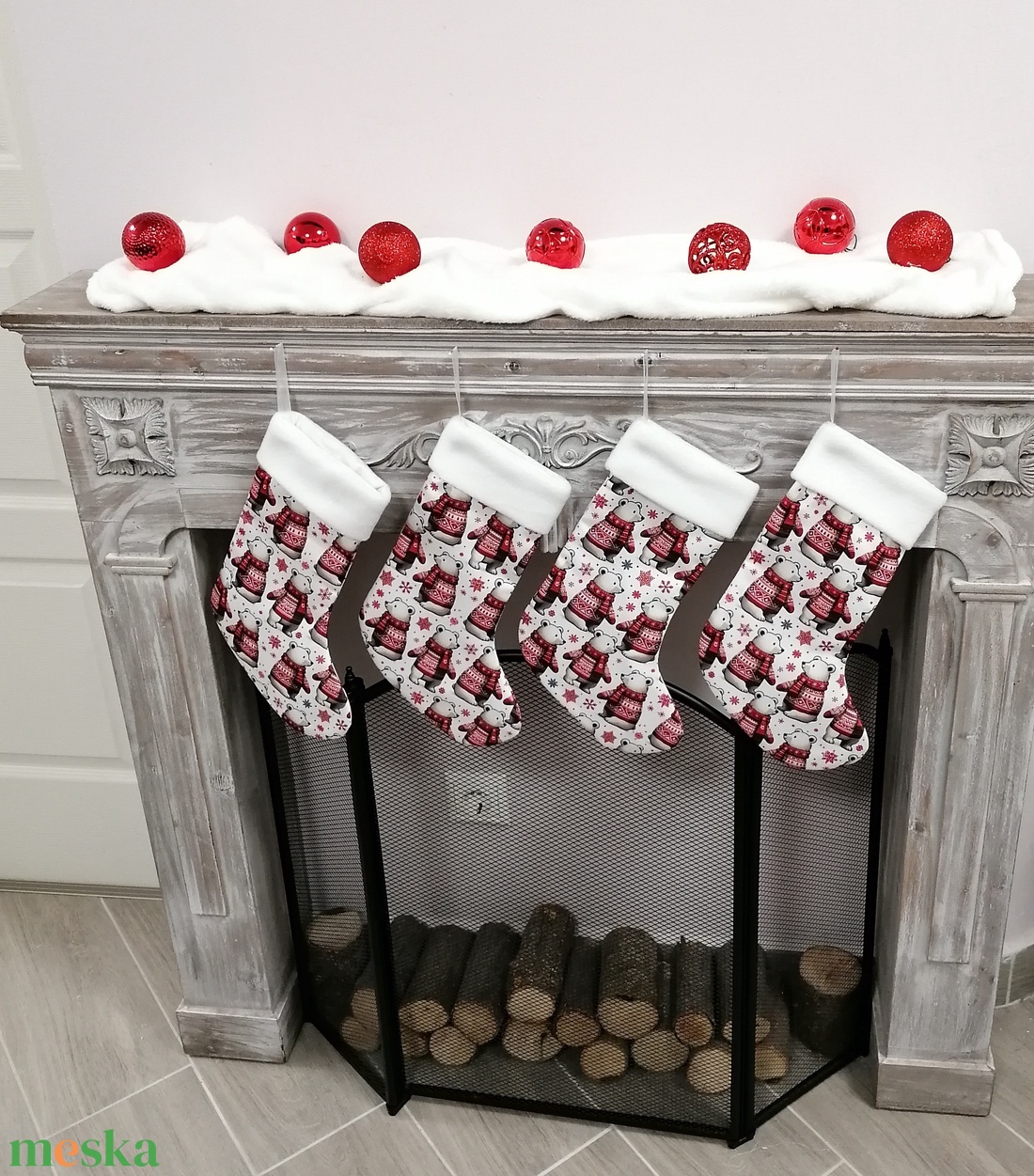 Jegesmedve mintás karácsonyi csizma - karácsony - karácsonyi lakásdekoráció - karácsonyi lakásdíszek - Meska.hu