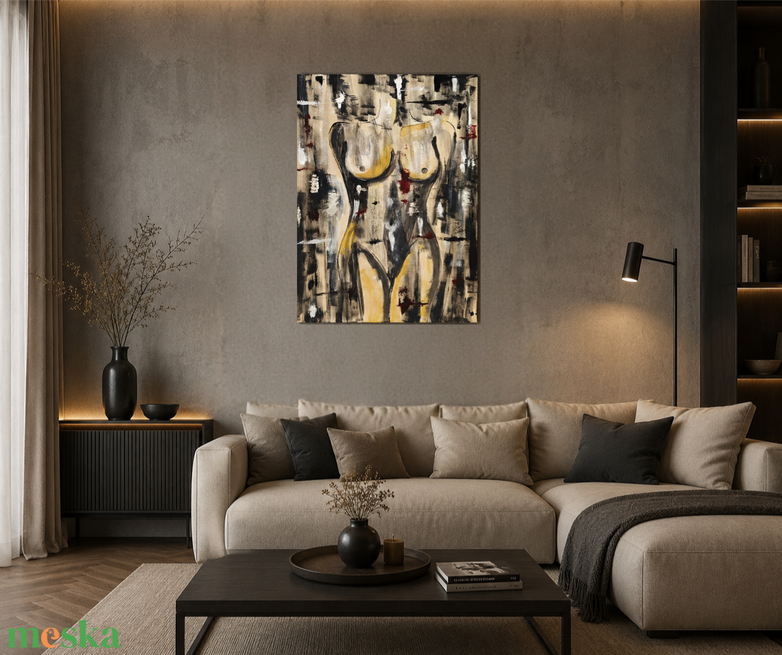A nő � 50x70 cm-es egyedi absztrakt női akt festmény - művészet - festmény - akril - Meska.hu