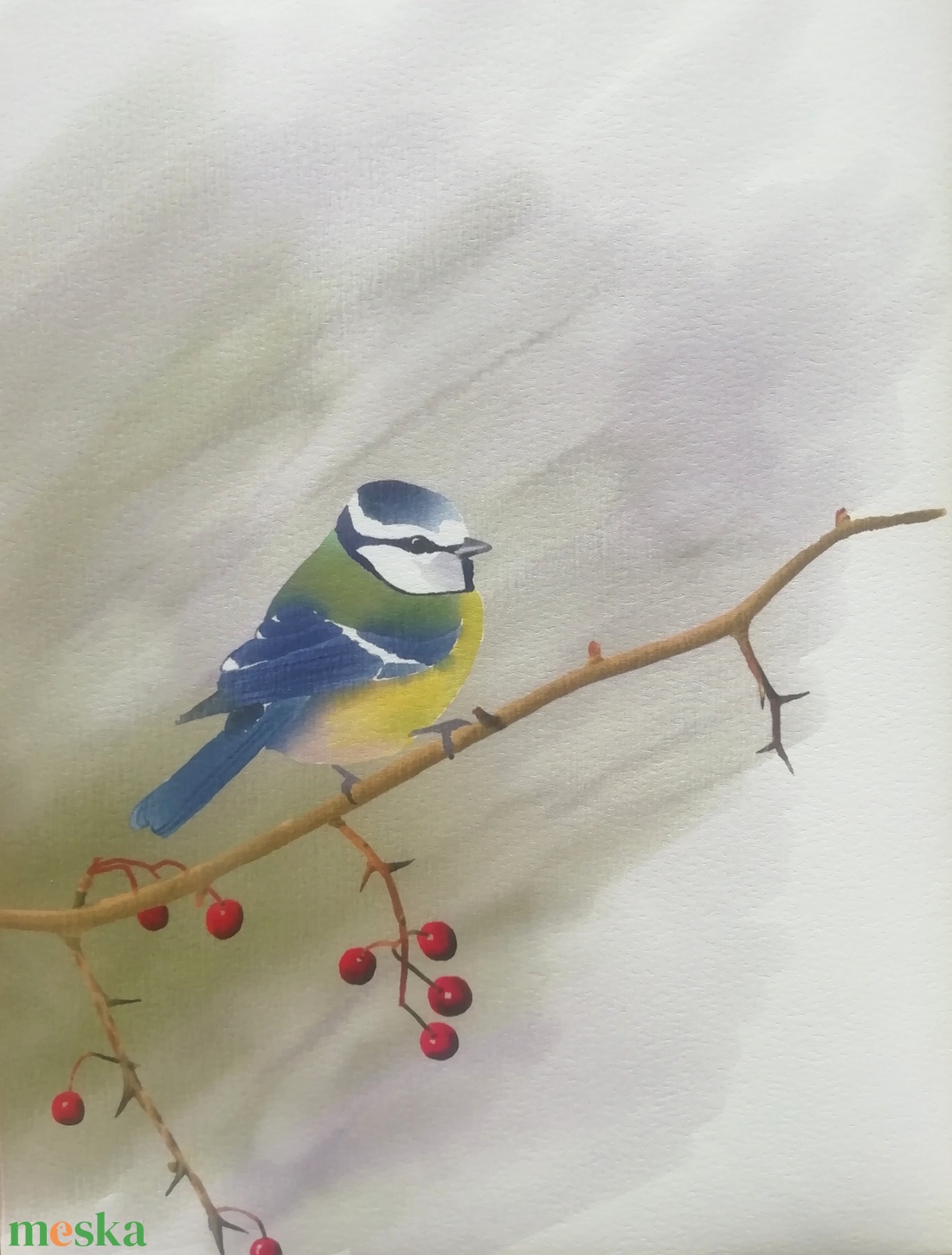 Kék cinege - Limitált példányszámú A4 giclée művészeti nyomat - művészet - grafika & illusztráció - művészi nyomat - Meska.hu