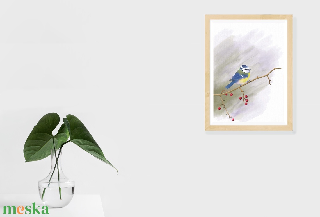 Kék cinege - Limitált példányszámú A4 giclée művészeti nyomat - művészet - grafika & illusztráció - művészi nyomat - Meska.hu