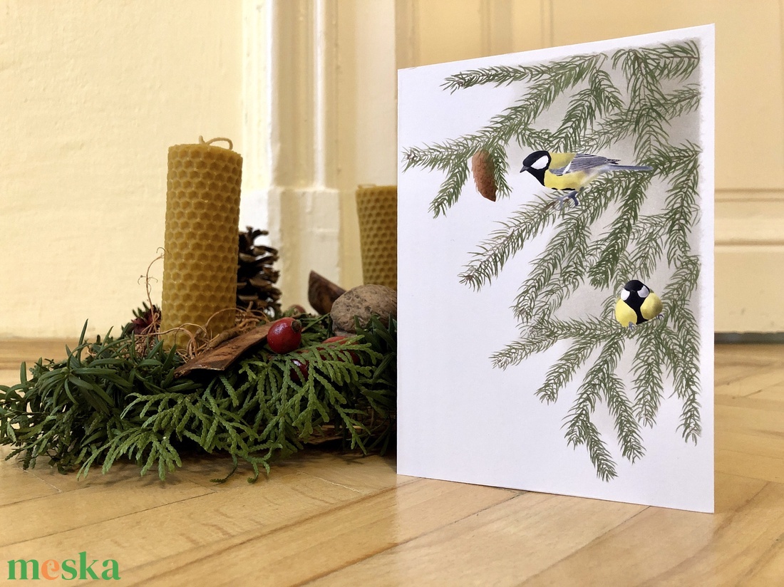Madaras karácsonyi üdvözlőlapok (4 darabos szett) - otthon & életmód - papír, írószer - ajándékozás kellékei - képeslap, üdvözlőlap - Meska.hu
