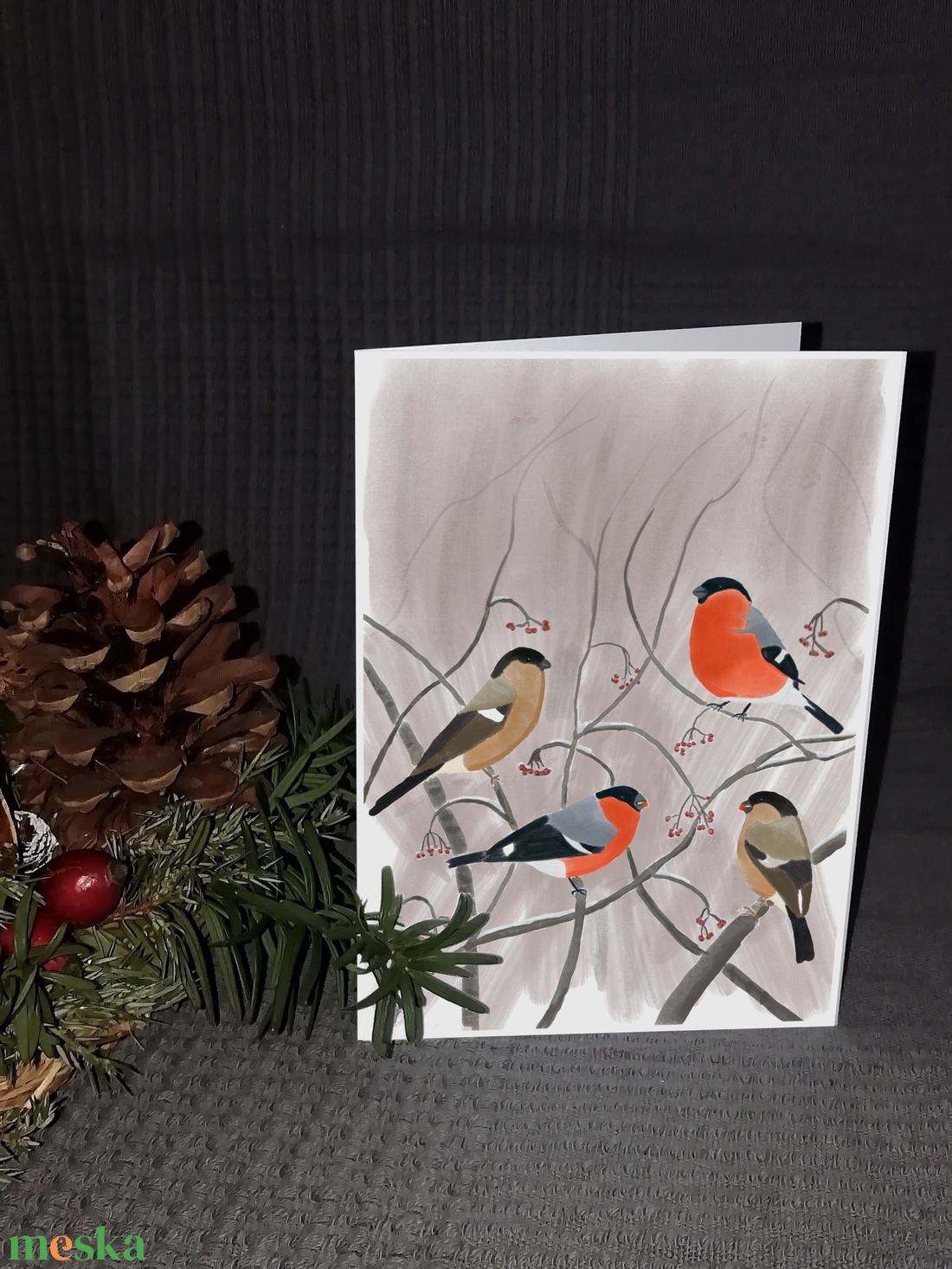 Madaras karácsonyi üdvözlőlapok (4 darabos szett) - otthon & életmód - papír, írószer - ajándékozás kellékei - képeslap, üdvözlőlap - Meska.hu