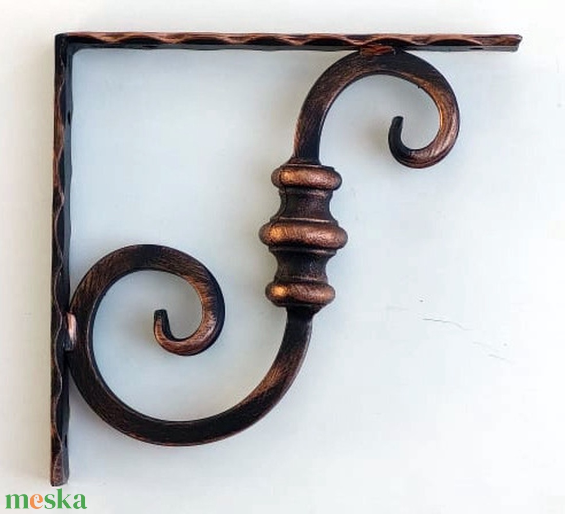 Kovácsoltvas polctartó - 210x210 mm - réz antik - otthon & életmód - bútor - polc - Meska.hu