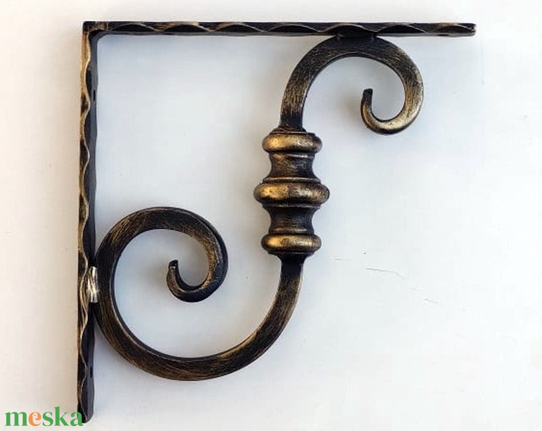 Kovácsoltvas polctartó - 210x210 mm - arany antik - otthon & életmód - bútor - polc - Meska.hu