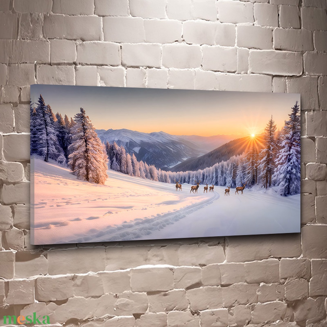 Téli napnyugta az erdei tisztáson szarvasokkal - téli tájkép vászonkép 60x34 cm - otthon & életmód - dekoráció - kép & falikép - vászonkép - Meska.hu Téli napnyugta az erdei tisztáson szarvasokkal - téli tájkép vászonkép 60x34 cm - otthon & életmód - dekoráció - kép & falikép - vászonkép - Meska.hu