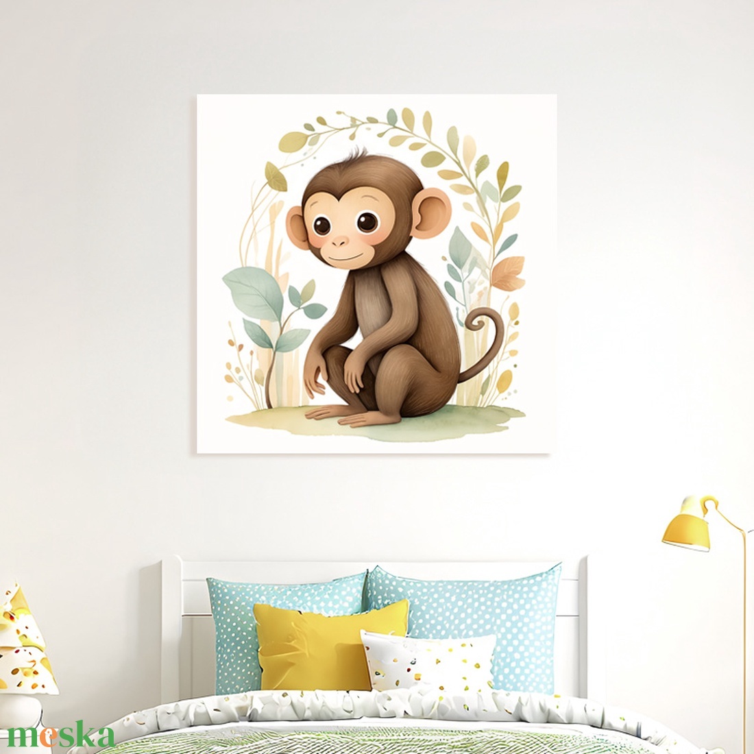 Aranyos kis majom illusztráció - vászonkép 40x40 cm - otthon & életmód - babaszoba, gyerekszoba - babaszoba kép - Meska.hu Aranyos kis majom illusztráció - vászonkép 40x40 cm - otthon & életmód - babaszoba, gyerekszoba - babaszoba kép - Meska.hu