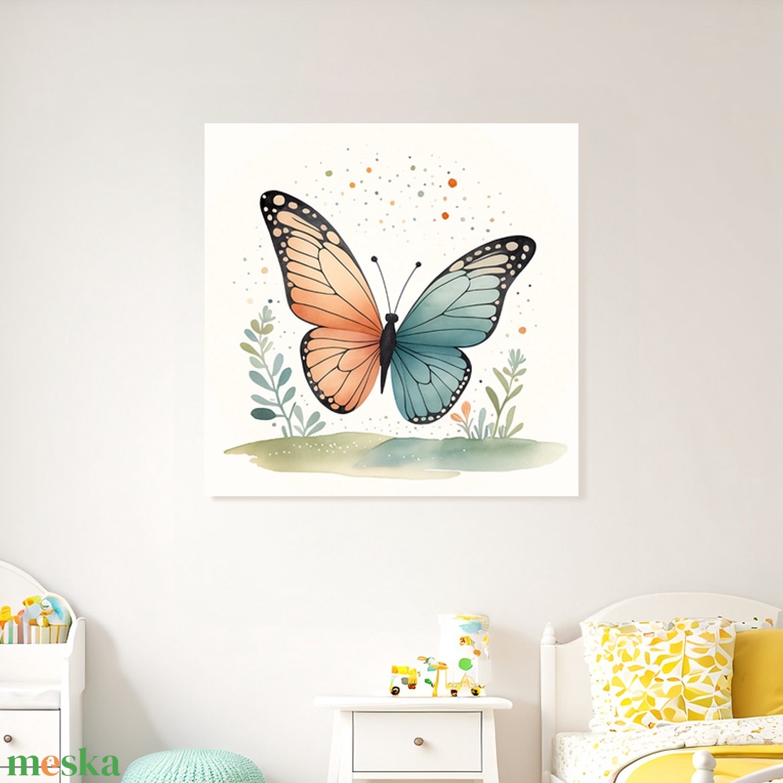 Aranyos pillangó illusztráció - vászonkép 40x40 cm - otthon & életmód - babaszoba, gyerekszoba - babaszoba kép - Meska.hu Aranyos pillangó illusztráció - vászonkép 40x40 cm - otthon & életmód - babaszoba, gyerekszoba - babaszoba kép - Meska.hu