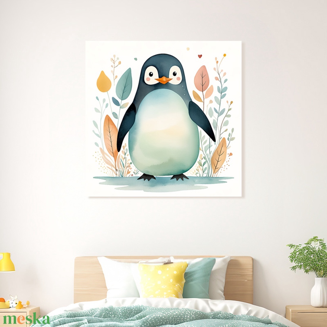 Aranyos kis pingvin illusztráció - vászonkép 40x40 cm - otthon & életmód - babaszoba, gyerekszoba - babaszoba kép - Meska.hu Aranyos kis pingvin illusztráció - vászonkép 40x40 cm - otthon & életmód - babaszoba, gyerekszoba - babaszoba kép - Meska.hu