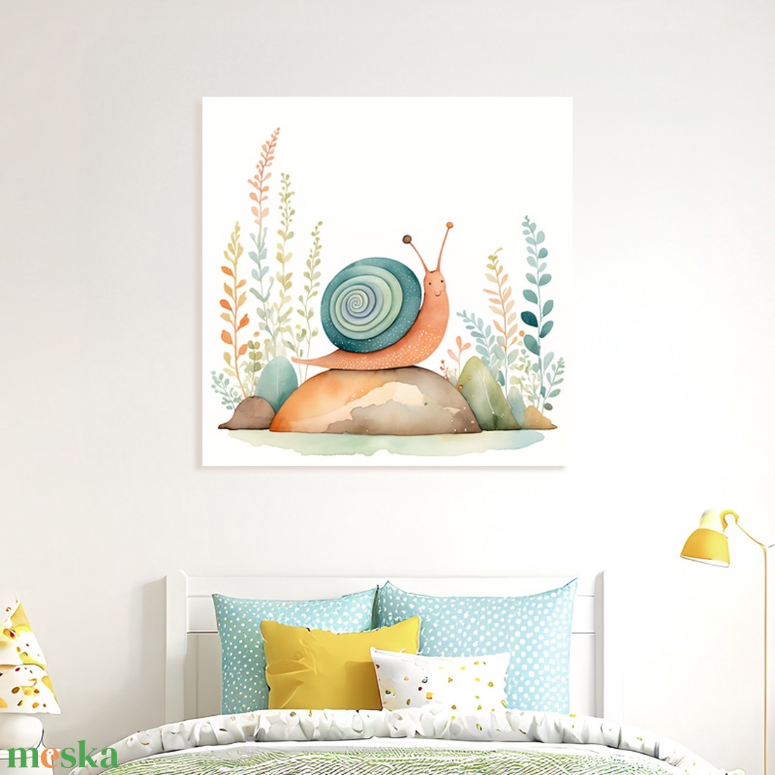 Vidám kis csiga illusztráció - vászonkép 40x40 cm - otthon & életmód - babaszoba, gyerekszoba - babaszoba kép - Meska.hu Vidám kis csiga illusztráció - vászonkép 40x40 cm - otthon & életmód - babaszoba, gyerekszoba - babaszoba kép - Meska.hu