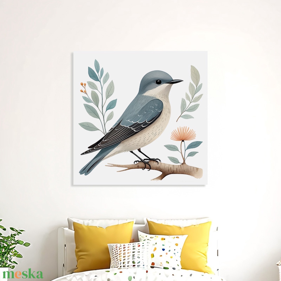 Kismadár ül a faágon illusztráció - vászonkép 40x40 cm - otthon & életmód - babaszoba, gyerekszoba - babaszoba kép - Meska.hu Kismadár ül a faágon illusztráció - vászonkép 40x40 cm - otthon & életmód - babaszoba, gyerekszoba - babaszoba kép - Meska.hu