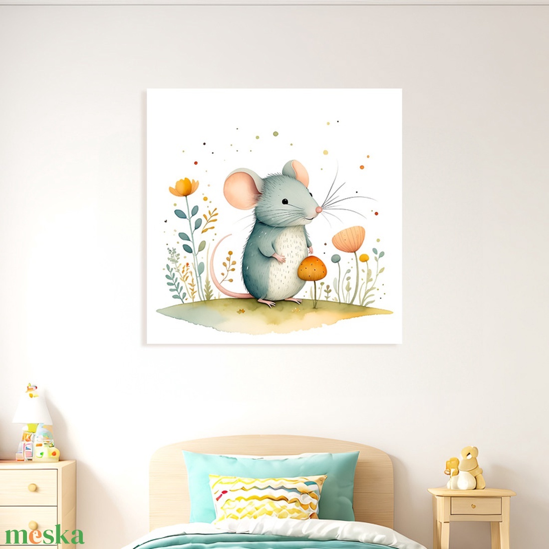 Aranyos egérke egy virágos mezőn illusztráció - vászonkép 40x40 cm - otthon & életmód - babaszoba, gyerekszoba - babaszoba kép - Meska.hu Aranyos egérke egy virágos mezőn illusztráció - vászonkép 40x40 cm - otthon & életmód - babaszoba, gyerekszoba - babaszoba kép - Meska.hu
