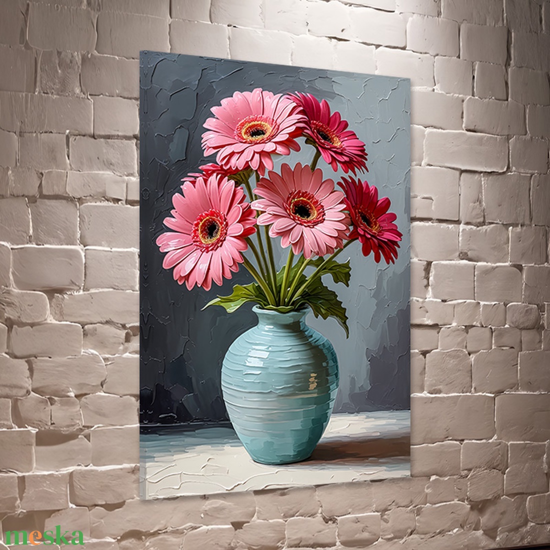 Rózsaszín gerbera csokor vázában csendélet falikép - vászonkép 40x60 cm - otthon & életmód - dekoráció - kép & falikép - vászonkép - Meska.hu Rózsaszín gerbera csokor vázában csendélet falikép - vászonkép 40x60 cm - otthon & életmód - dekoráció - kép & falikép - vászonkép - Meska.hu
