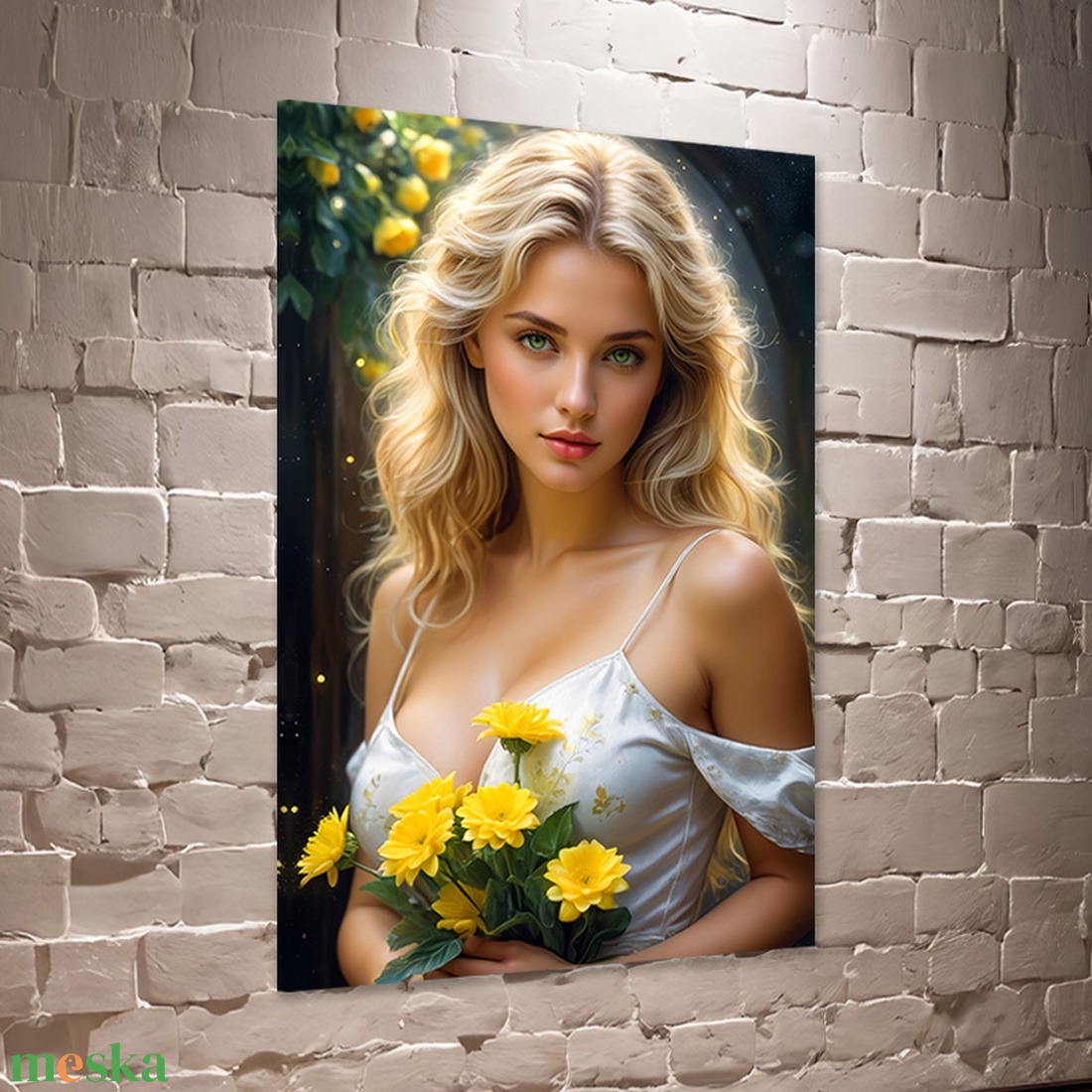 Fiatal lány sárga virágokkal falikép - vászonkép 40x60 cm - otthon & életmód - dekoráció - kép & falikép - vászonkép - Meska.hu Fiatal lány sárga virágokkal falikép - vászonkép 40x60 cm - otthon & életmód - dekoráció - kép & falikép - vászonkép - Meska.hu