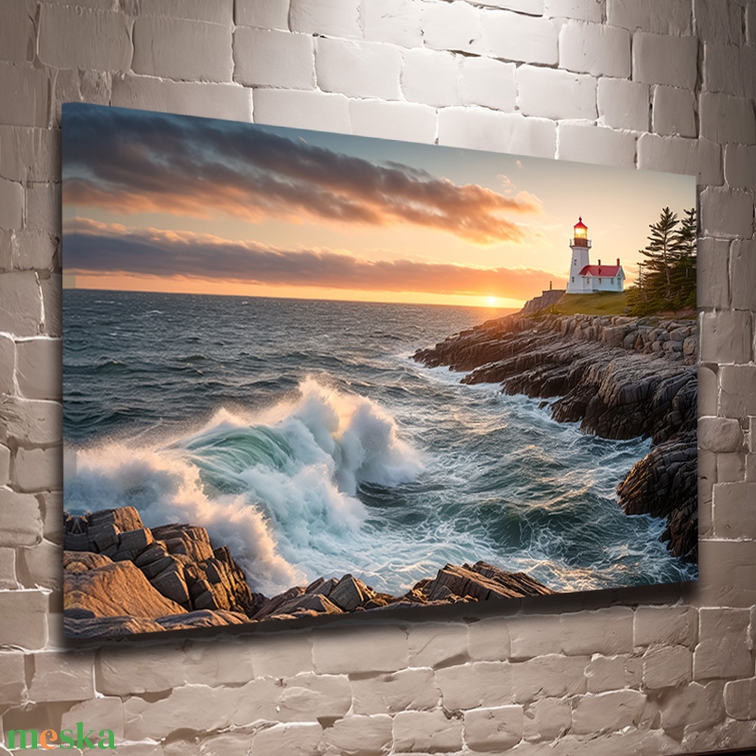 Világítótorony a hullámok felett falikép - Vászonkép 60x40 cm - otthon & életmód - dekoráció - kép & falikép - vászonkép - Meska.hu Világítótorony a hullámok felett falikép - Vászonkép 60x40 cm - otthon & életmód - dekoráció - kép & falikép - vászonkép - Meska.hu