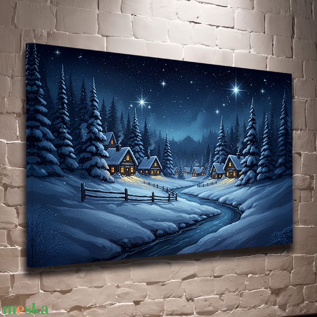 Téli éjszaka falikép - Vászonkép 60x40 cm - otthon & életmód - dekoráció - kép & falikép - vászonkép - Meska.hu