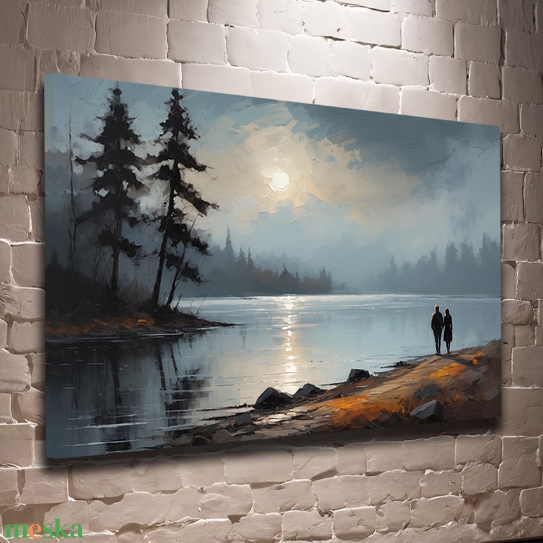 Romantikus holdvilág a tónál falikép � vászonkép 60x40 cm - Valentin napi akció - otthon & életmód - dekoráció - kép & falikép - vászonkép - Meska.hu