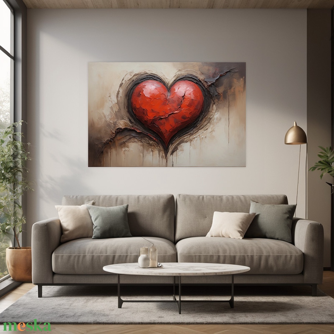Absztrakt szív falikép - Vászonkép 60x40 cm - Valentin napi akció! - művészet - grafika & illusztráció - művészi nyomat - Meska.hu