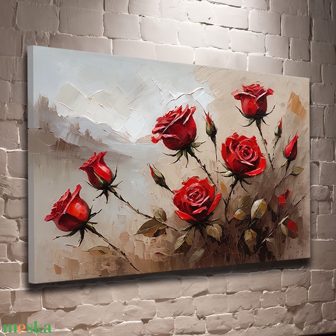Vörös rózsák falikép - Vászonkép 60x40 cm - Valentin napi akció! - művészet - grafika & illusztráció - művészi nyomat - Meska.hu