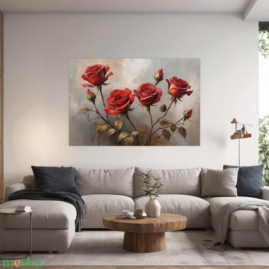 Vörös rózsák falikép - Vászonkép 60x40 cm - Valentin napi akció! - művészet - grafika & illusztráció - művészi nyomat - Meska.hu