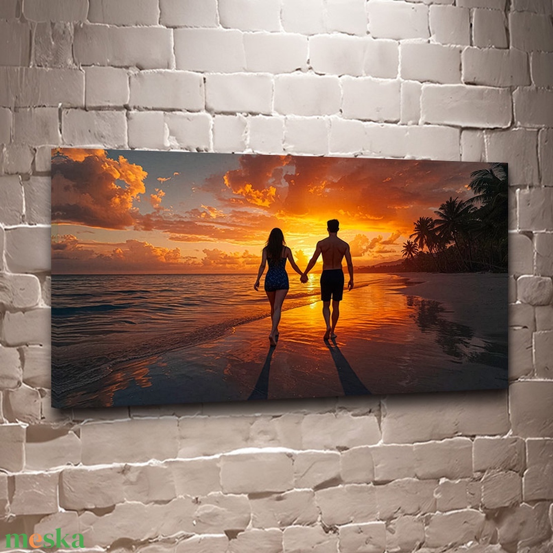 Romantikus naplemente a tengerparton � prémium falikép - vászonkép 60x34 cm - otthon & életmód - dekoráció - kép & falikép - vászonkép - Meska.hu