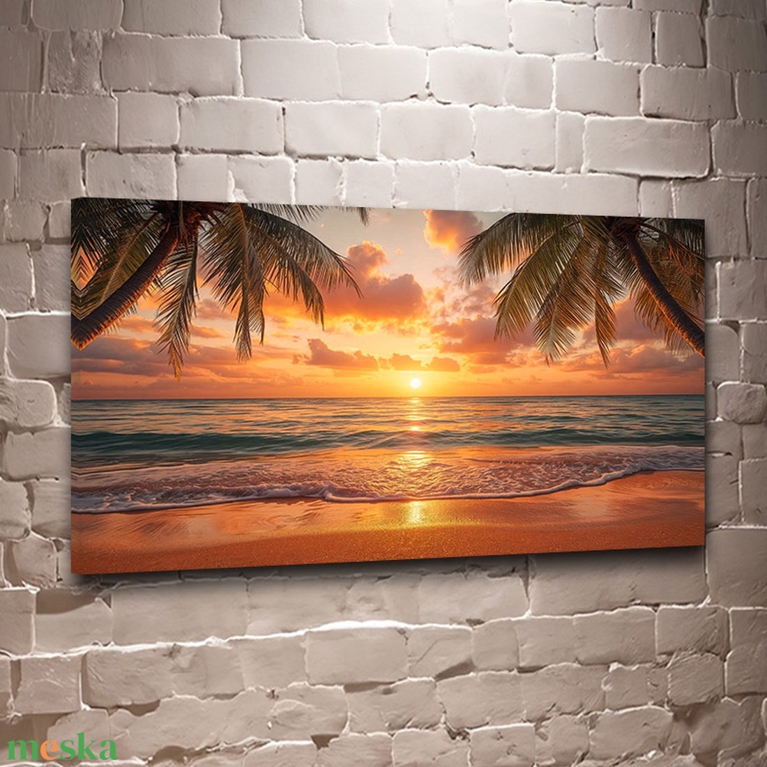 Trópusi naplemente a tengernél � prémium falikép - vászonkép 60x34 cm - otthon & életmód - dekoráció - kép & falikép - vászonkép - Meska.hu