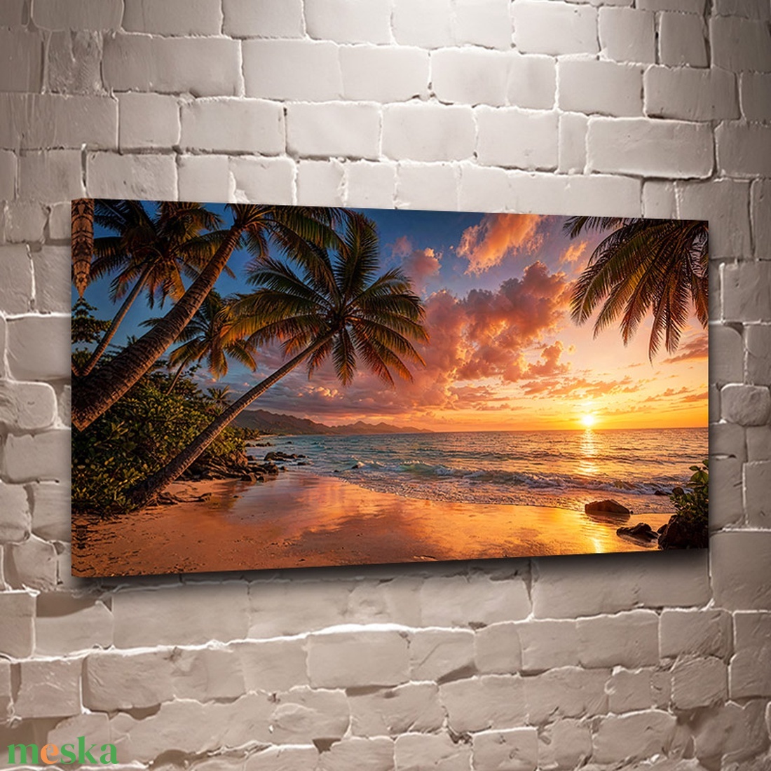 Trópusi naplemente tengerpartonl � prémium falikép - vászonkép 60x34 cm - otthon & életmód - dekoráció - kép & falikép - vászonkép - Meska.hu