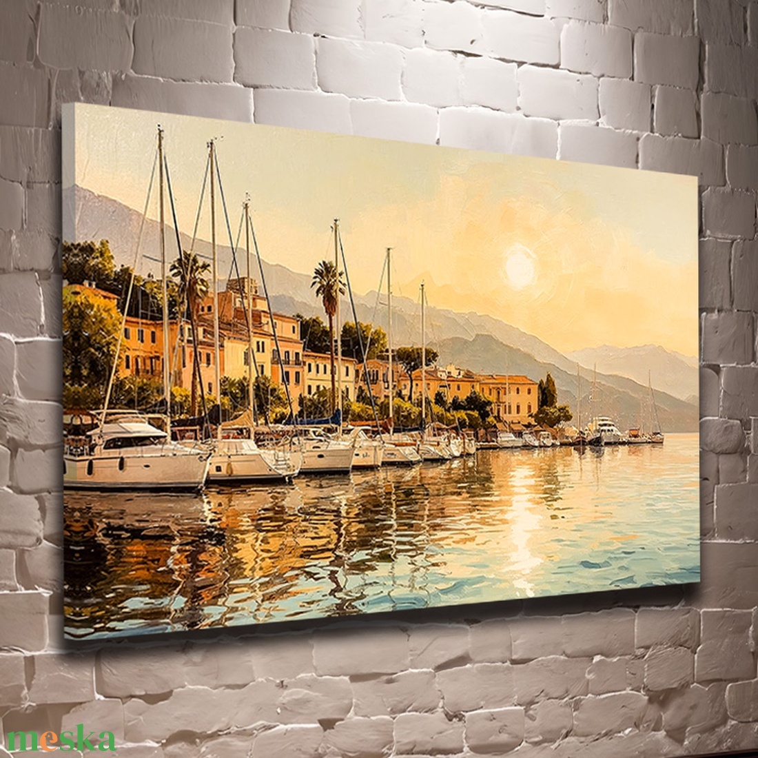 Nyári kikötő mediterrán hangulatban � prémium falikép - Vászonkép 60x40 cm - otthon & életmód - dekoráció - kép & falikép - vászonkép - Meska.hu