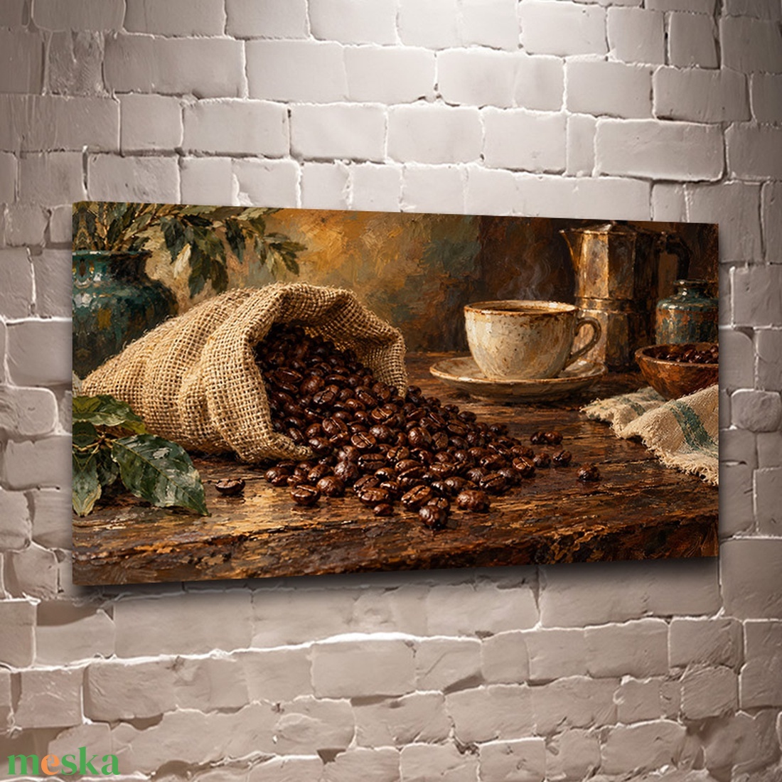 Reggeli kávé vászonkép � Kávéházi melegség falikép konyhába - vászonkép 40x23 cm - otthon & életmód - dekoráció - kép & falikép - vászonkép - Meska.hu