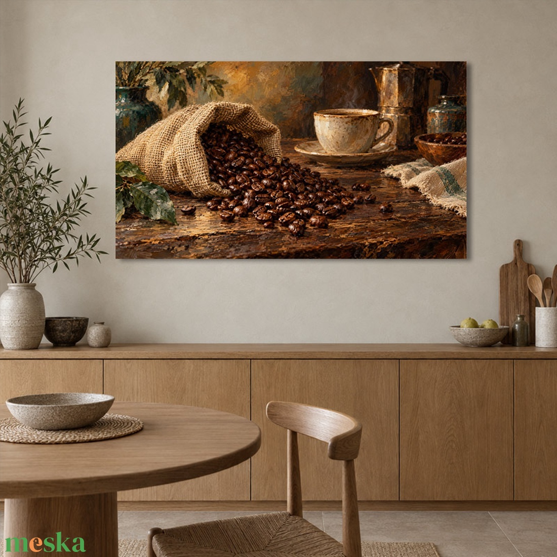 Reggeli kávé vászonkép � Kávéházi melegség falikép konyhába - vászonkép 40x23 cm - otthon & életmód - dekoráció - kép & falikép - vászonkép - Meska.hu