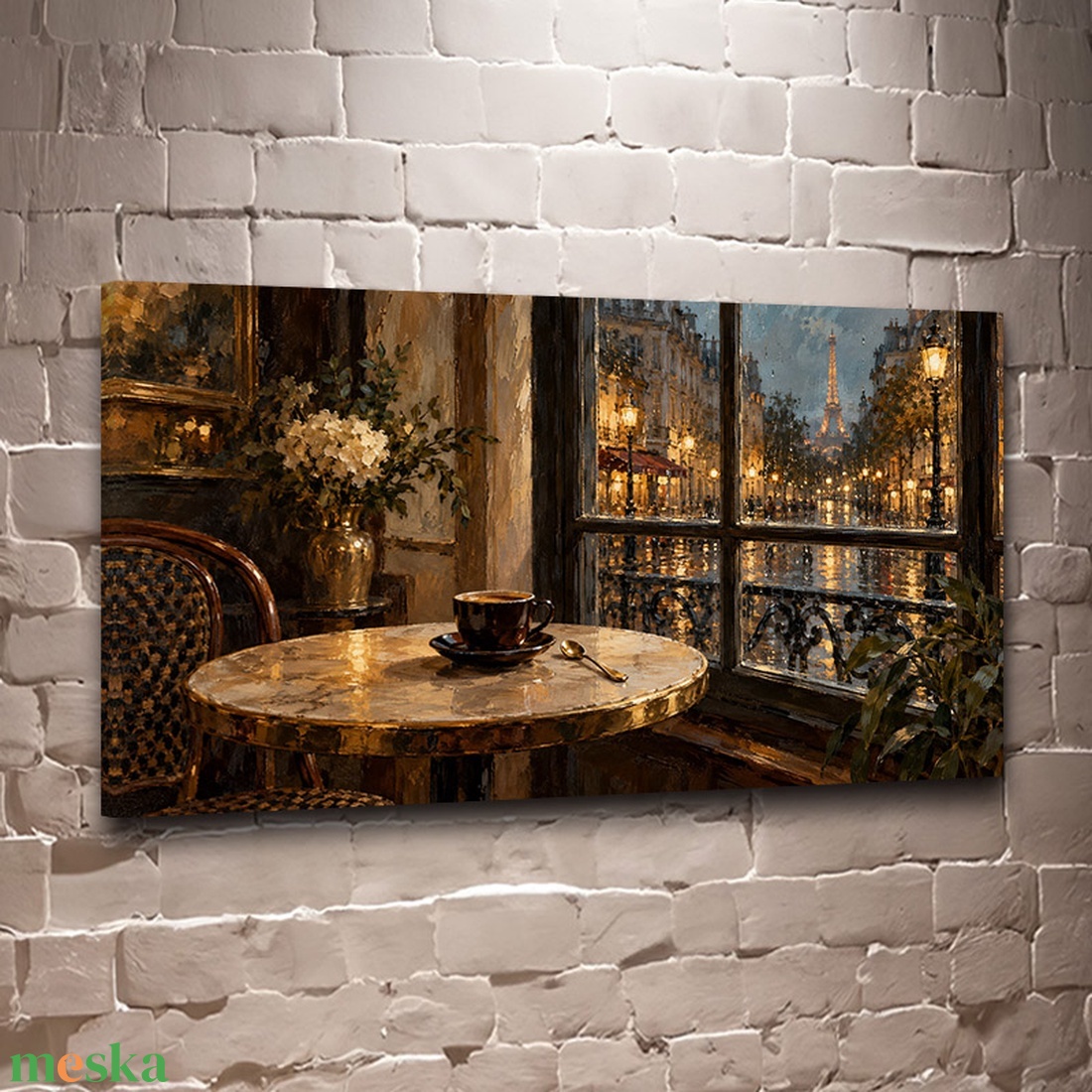 Kávé Párizsban falikép � reggeli hangulat falikép konyhába - vászonkép 40x23 cm - otthon & életmód - dekoráció - kép & falikép - vászonkép - Meska.hu
