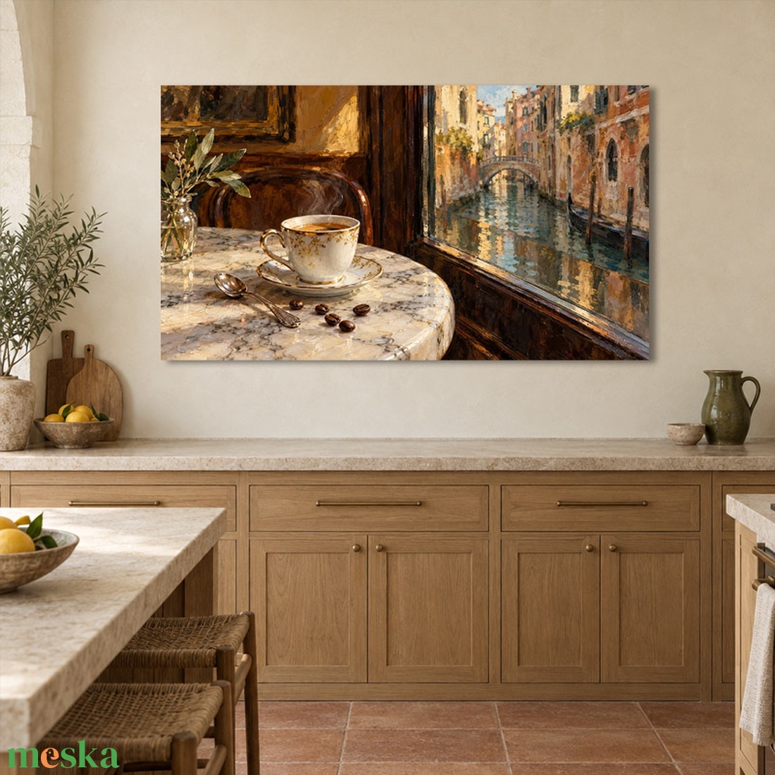 Velencei kávéóra falikép � csendes elegancia falikép konyhába - vászonkép 40x23 cm - otthon & életmód - dekoráció - kép & falikép - vászonkép - Meska.hu